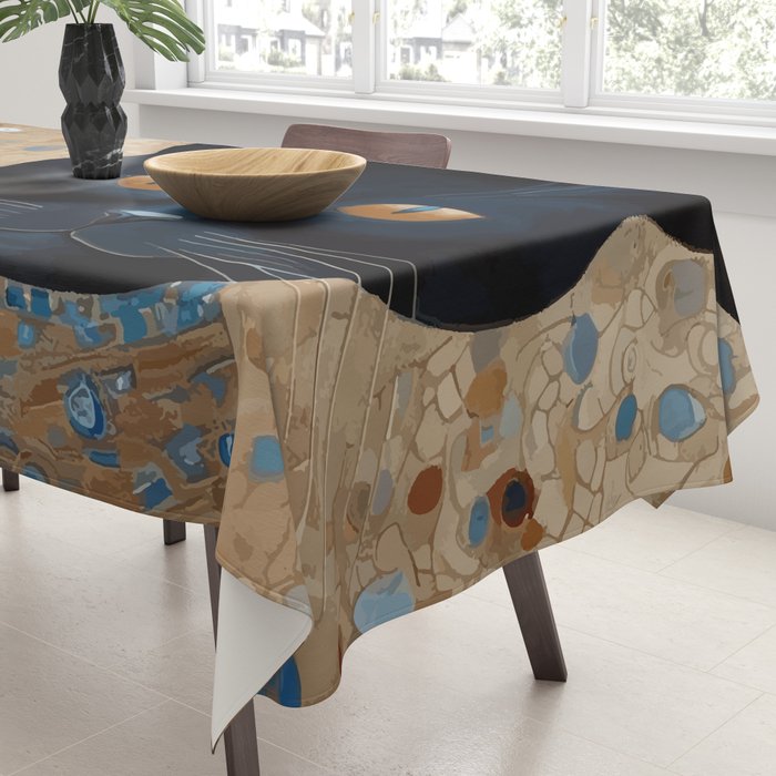 Black Klimt Cat in Ceremonial Robes Tablecloth Gallery Image 3