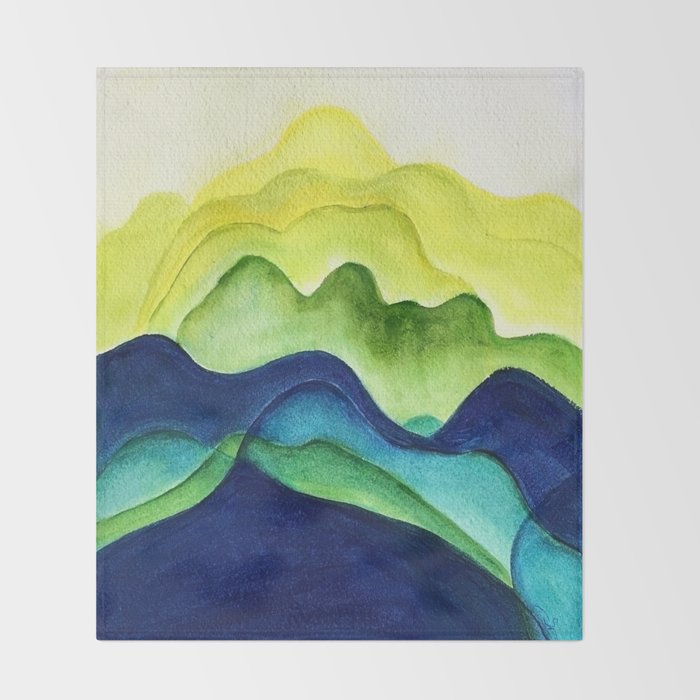 Abstract in Yellow, Green and Blue Throw Blanket Gallery Image 2