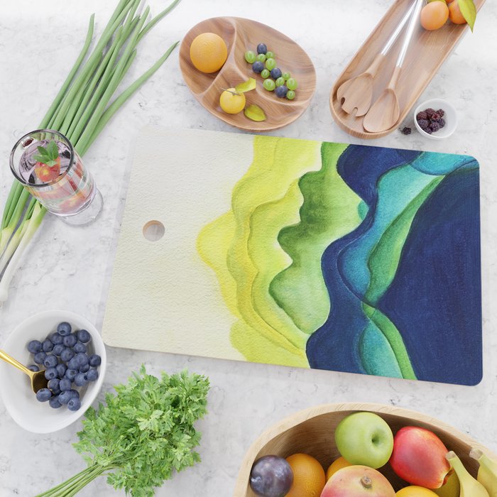 Abstract in Yellow, Green and Blue Cutting Board Gallery Image 2