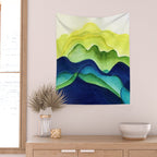 Abstract in Yellow, Green and Blue Wall Tapestry Gallery Image 2