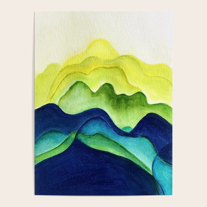 Abstract in Yellow, Green and Blue Poster Gallery Image 4