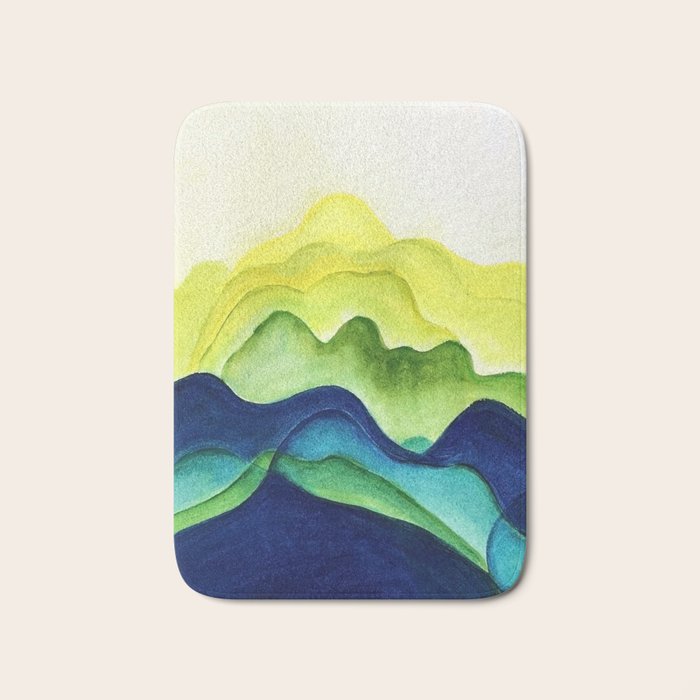 Abstract in Yellow, Green and Blue Bath Mat Gallery Image 1