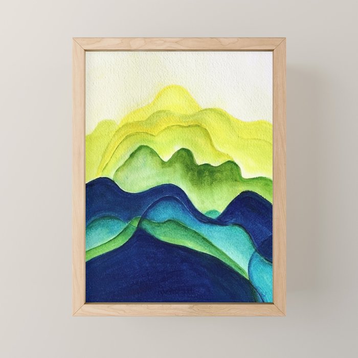 Abstract in Yellow, Green and Blue Mini Art Print Gallery Image 1