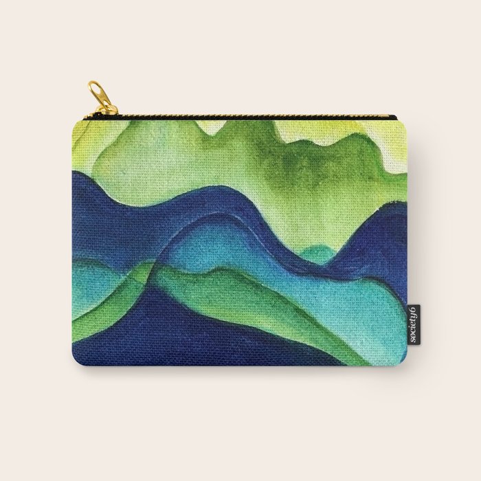 Abstract in Yellow, Green and Blue Carry All Pouch Gallery Image 1