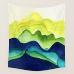 Abstract in Yellow, Green and Blue Wall Tapestry Gallery Image 4