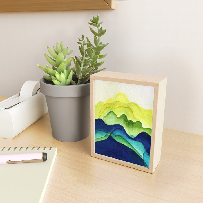 Abstract in Yellow, Green and Blue Mini Art Print Gallery Image 2