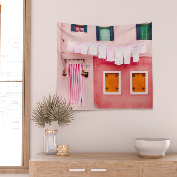 Laundry Day in Burano Italy Wall Tapestry Gallery Image 2