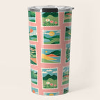 Vintage nature landscape postage stamp sticker pattern Travel Mug Gallery Image 1