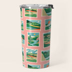Vintage nature landscape postage stamp sticker pattern Travel Mug Gallery Image 2