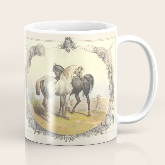 Arabian Horses - Equine Theme Vintage Illustration Coffee Mug Gallery Image 1