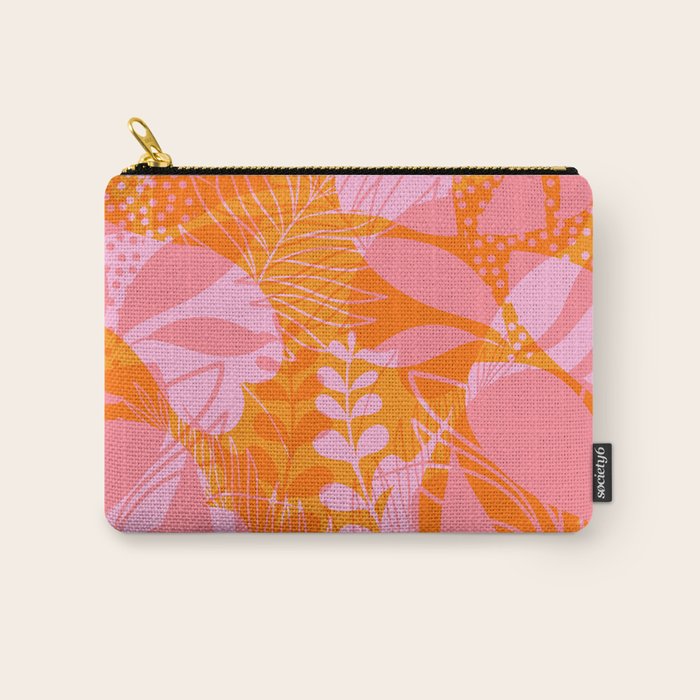 Tropical Jungle Pattern - Orange & pink Carry All Pouch Gallery Image 1
