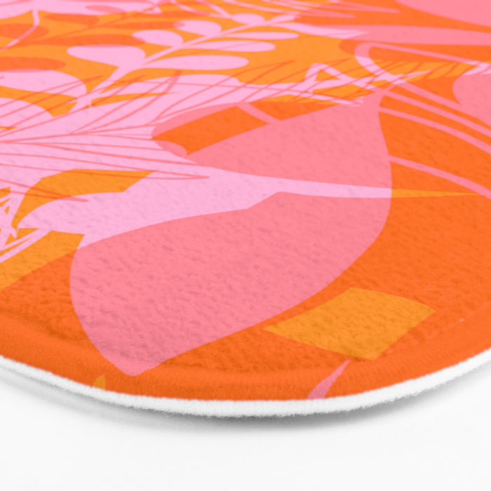 Tropical Jungle Pattern - Orange & pink Bath Mat Gallery Image 3