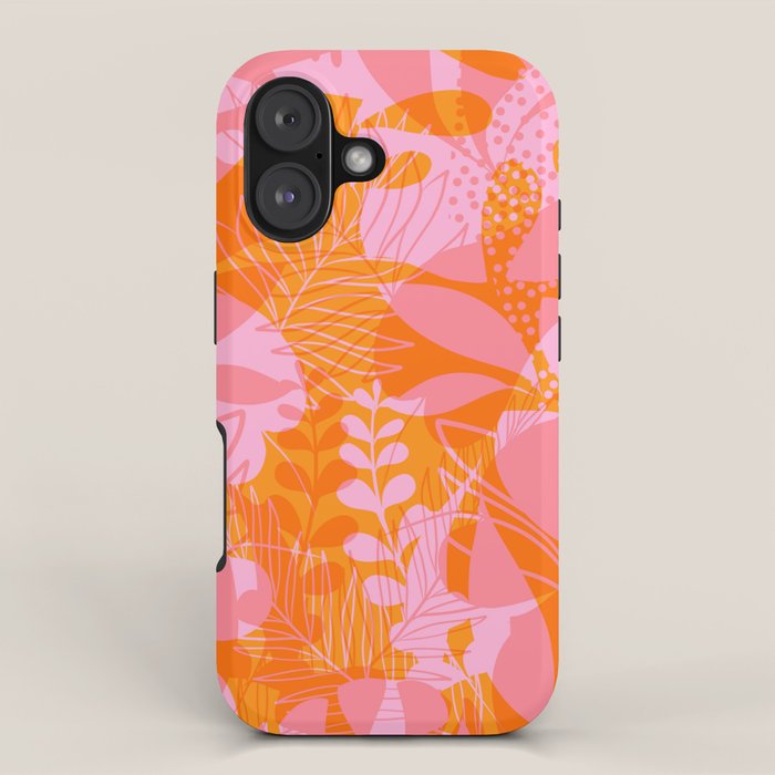 Tropical Jungle Pattern - Orange & pink iPhone Case Gallery Image 1