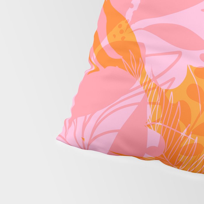 Tropical Jungle Pattern - Orange & pink Pillow Sham Gallery Image 4