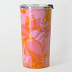 Tropical Jungle Pattern - Orange & pink Travel Mug Gallery Image 2