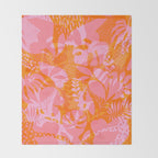 Tropical Jungle Pattern - Orange & pink Throw Blanket Gallery Image 2