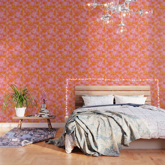 Tropical Jungle Pattern - Orange & pink Wallpaper Gallery Image 1
