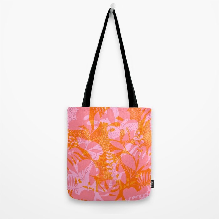 Tropical Jungle Pattern - Orange & pink Tote Bag Gallery Image 2