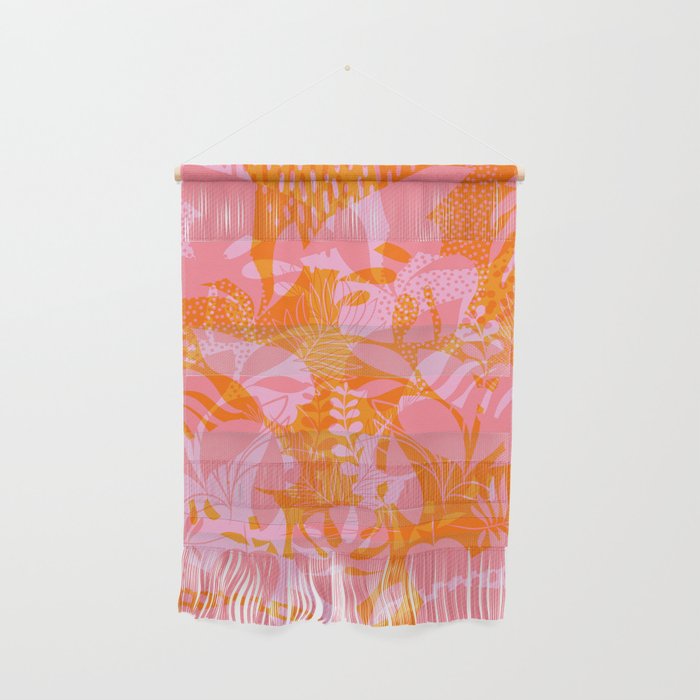 Tropical Jungle Pattern - Orange & pink Wall Hanging Gallery Image 1