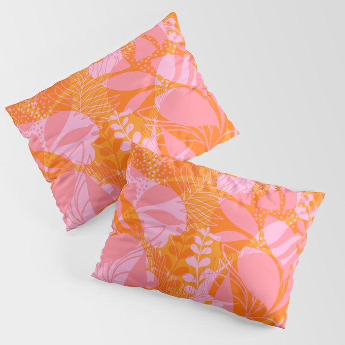 Tropical Jungle Pattern - Orange & pink Pillow Sham Gallery Image 1