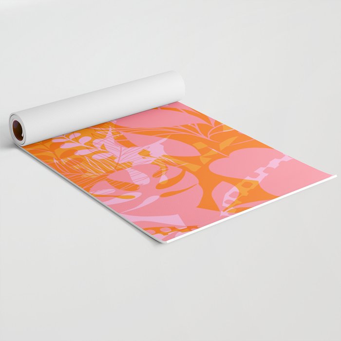 Tropical Jungle Pattern - Orange & pink Yoga Mat Gallery Image 2