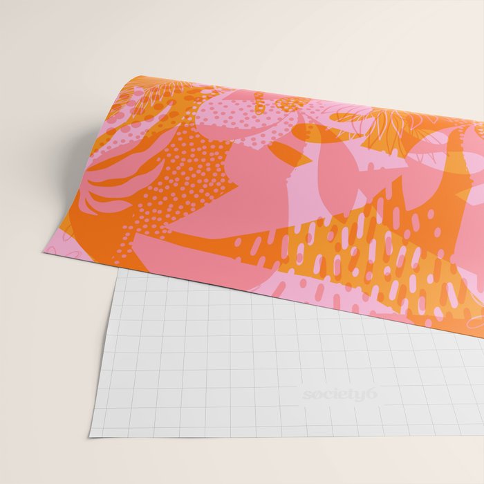 Tropical Jungle Pattern - Orange & pink Wrapping Paper Gallery Image 2