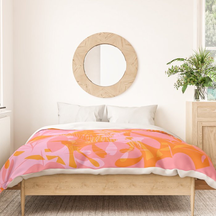 Tropical Jungle Pattern - Orange & pink Duvet Cover Gallery Image 3