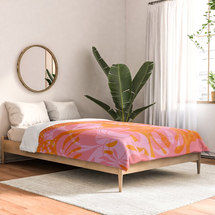 Tropical Jungle Pattern - Orange & pink Comforter Gallery Image 2