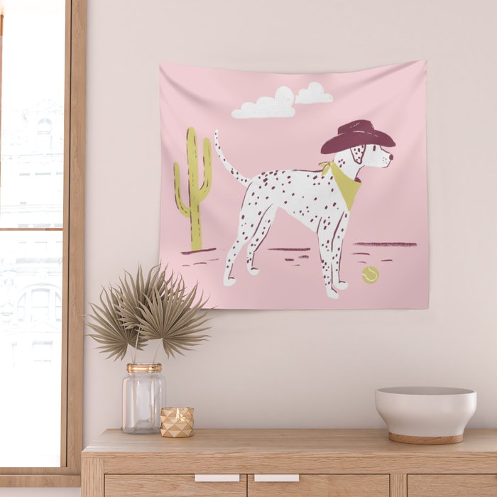 Wild West Dalmatian in Cowboy Hat Wall Tapestry Gallery Image 2