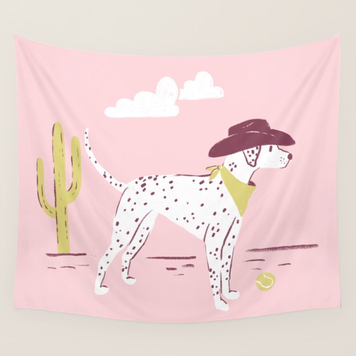 Wild West Dalmatian in Cowboy Hat Wall Tapestry Gallery Image 1