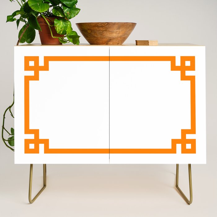 Orange Greek Key Square Border Credenza Gallery Image 1