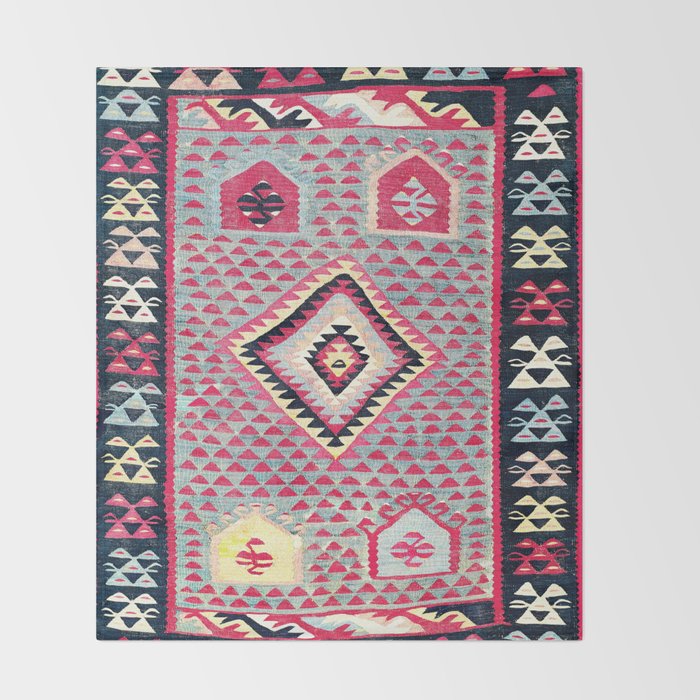 Sarkoy  Antique Bulgarian Kilim Print Throw Blanket Gallery Image 2