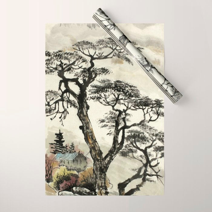 Japanese Mountain Forest Tree Landscape Wrapping Paper Gallery Image 1