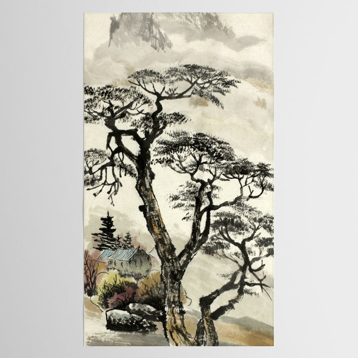 Japanese Mountain Forest Tree Landscape Tablecloth Gallery Image 2