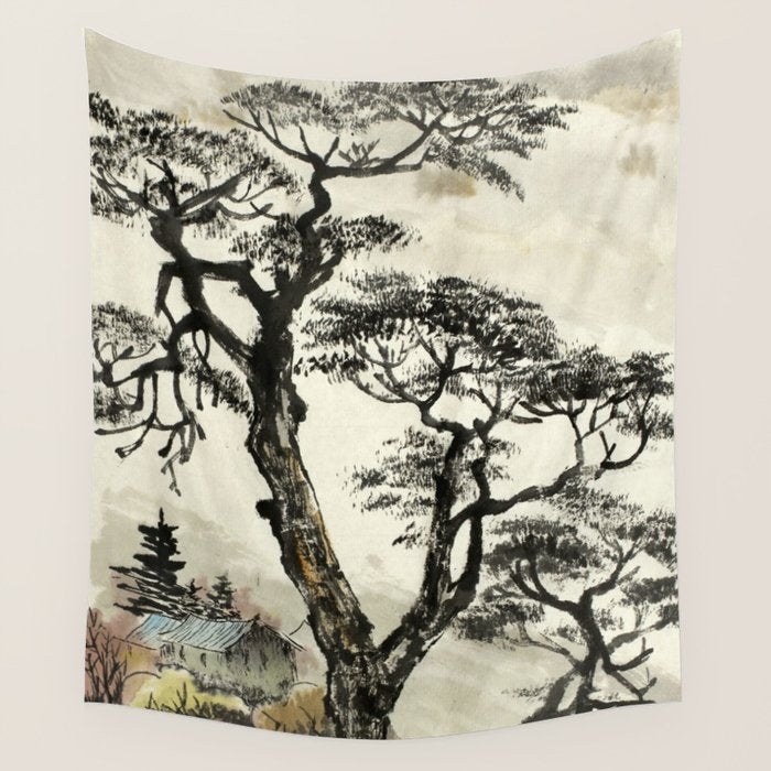 Japanese Mountain Forest Tree Landscape Wall Tapestry Gallery Image 4