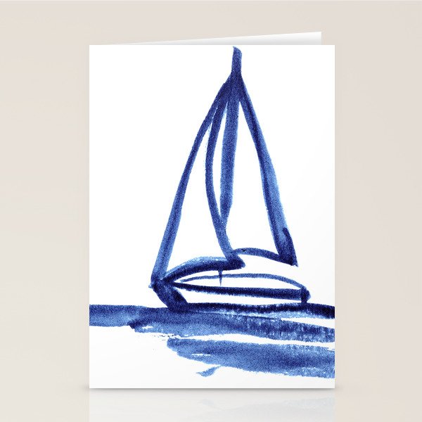 Sailboat in Blue Ink (Second in Set of Three) Stationery Card Gallery Image 2