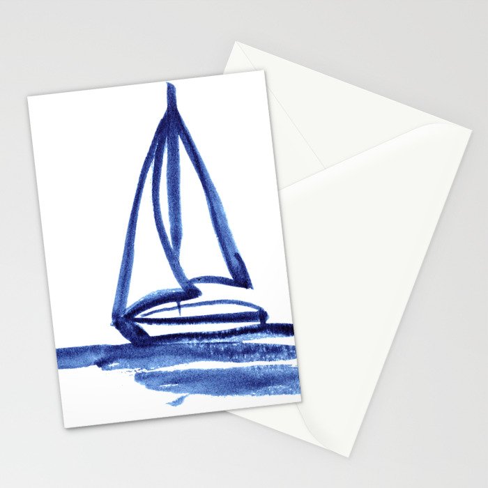Sailboat in Blue Ink (Second in Set of Three) Stationery Card Gallery Image 2