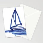 Sailboat in Blue Ink (Second in Set of Three) Stationery Card Gallery Image 2