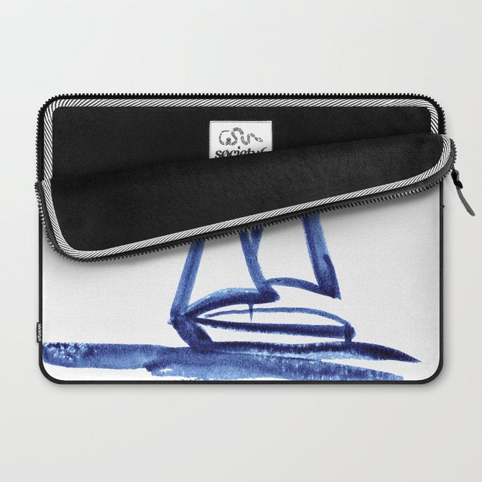 Sailboat in Blue Ink (Second in Set of Three) Laptop Sleeve Gallery Image 2