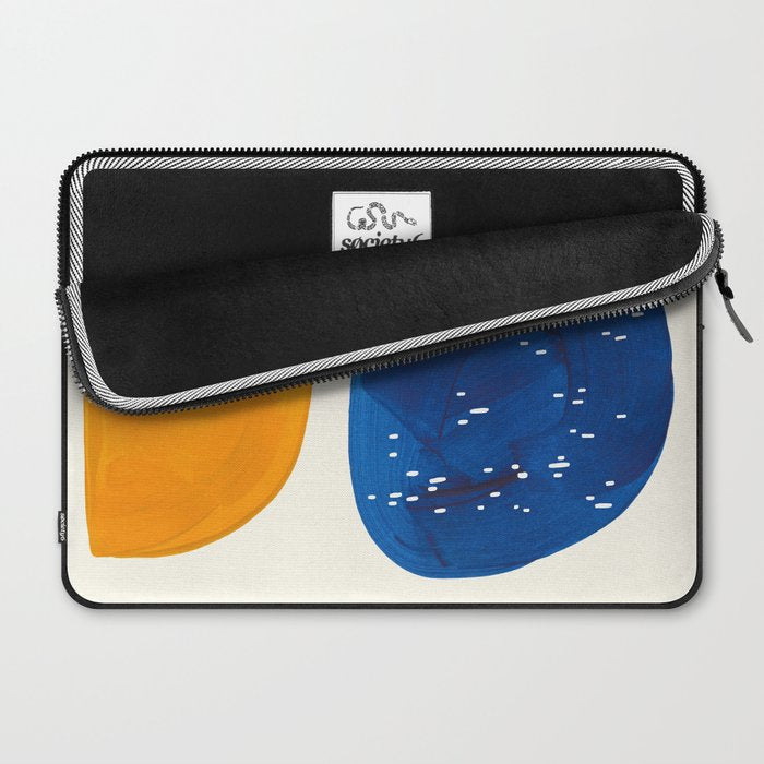 Minimalist Mid century Painting Colorful Yellow Blue Shapes Patterns Laptop Sleeve Gallery Image 2