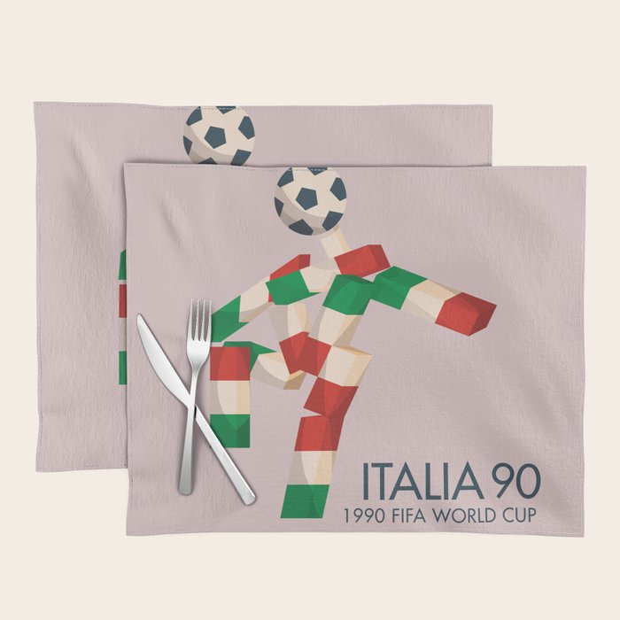 Vintage World Cup poster, Ciao, Italia 90 mascot, old football print Placemat Gallery Image 1