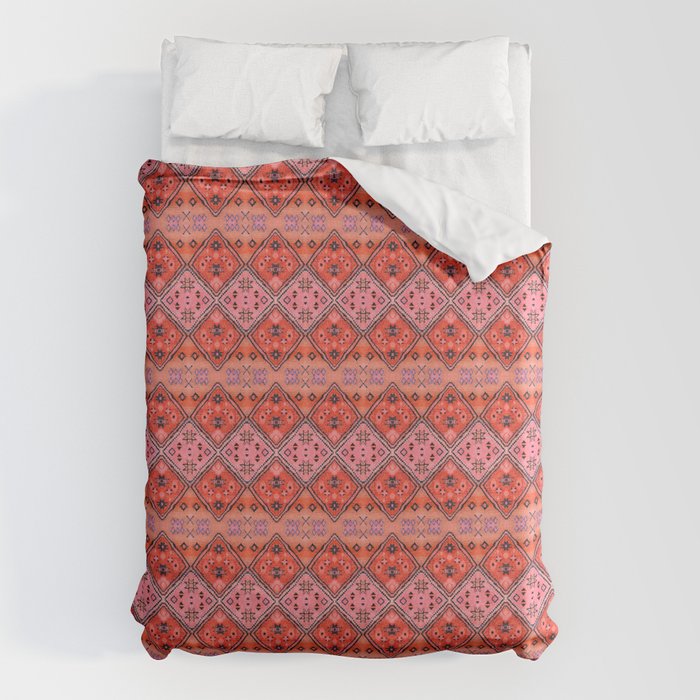 Bohemian Berber Orange Handmade Moroccan Fabric Texture Duvet Cover Gallery Image 6