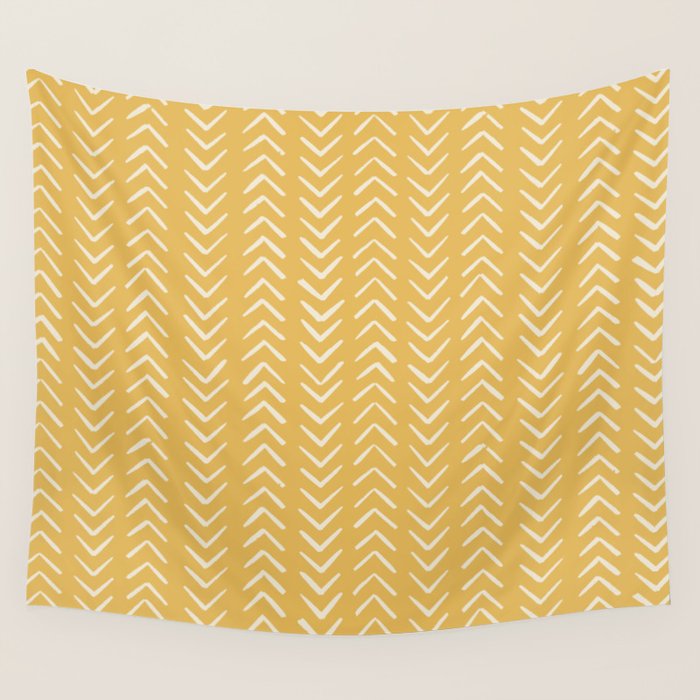 Yellow Arrow Mudcloth  Wall Tapestry Gallery Image 1