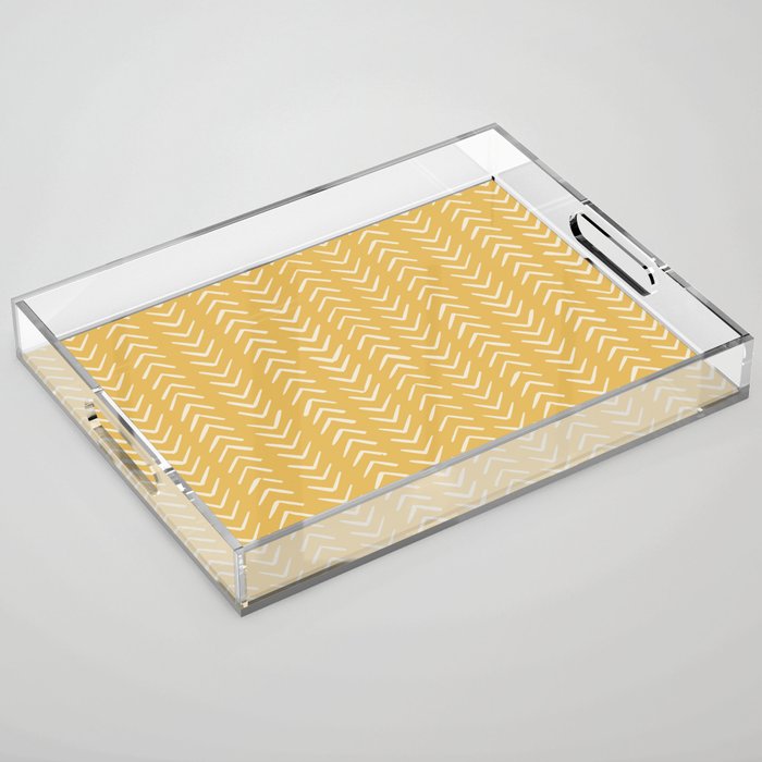 Yellow Arrow Mudcloth  Acrylic Tray Gallery Image 1