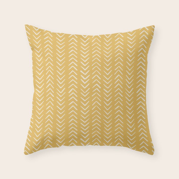 Yellow Arrow Mudcloth  Throw Pillow Gallery Image 1
