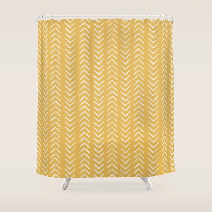 Yellow Arrow Mudcloth  Shower Curtain Gallery Image 1