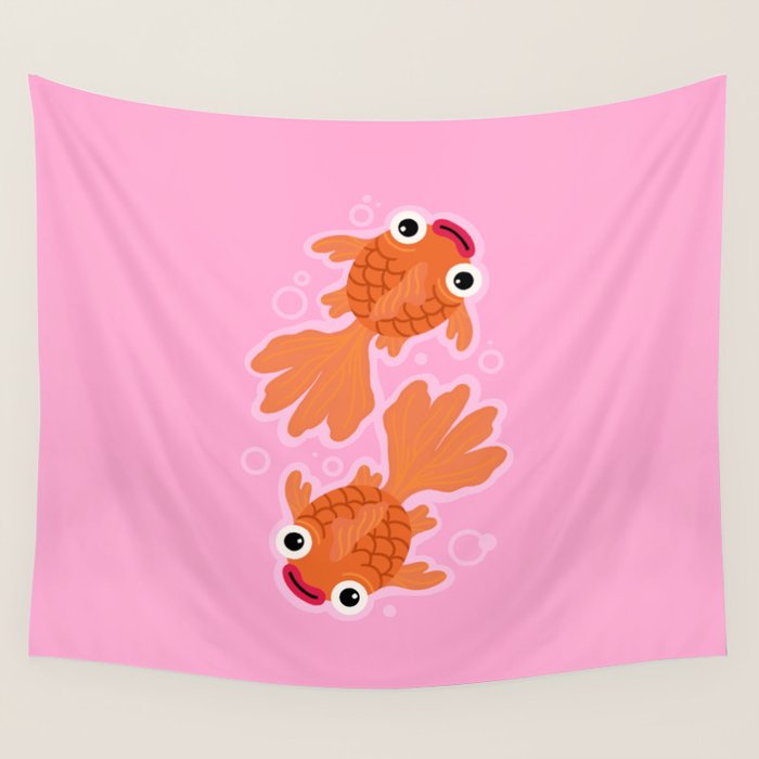 Goldfish Cute Kawaii Fish Wall Tapestry Gallery Image 1