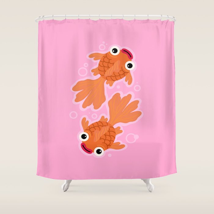 Goldfish Cute Kawaii Fish Shower Curtain Gallery Image 1