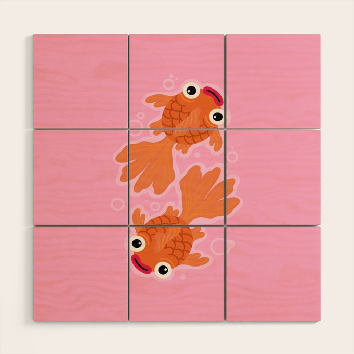 Goldfish Cute Kawaii Fish Wood Wall Art Gallery Image 1