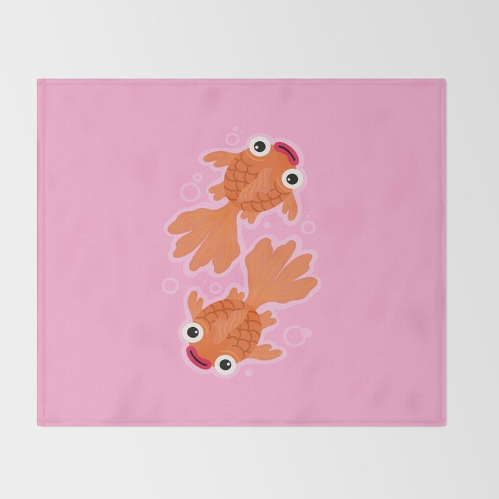 Goldfish Cute Kawaii Fish Throw Blanket Gallery Image 2